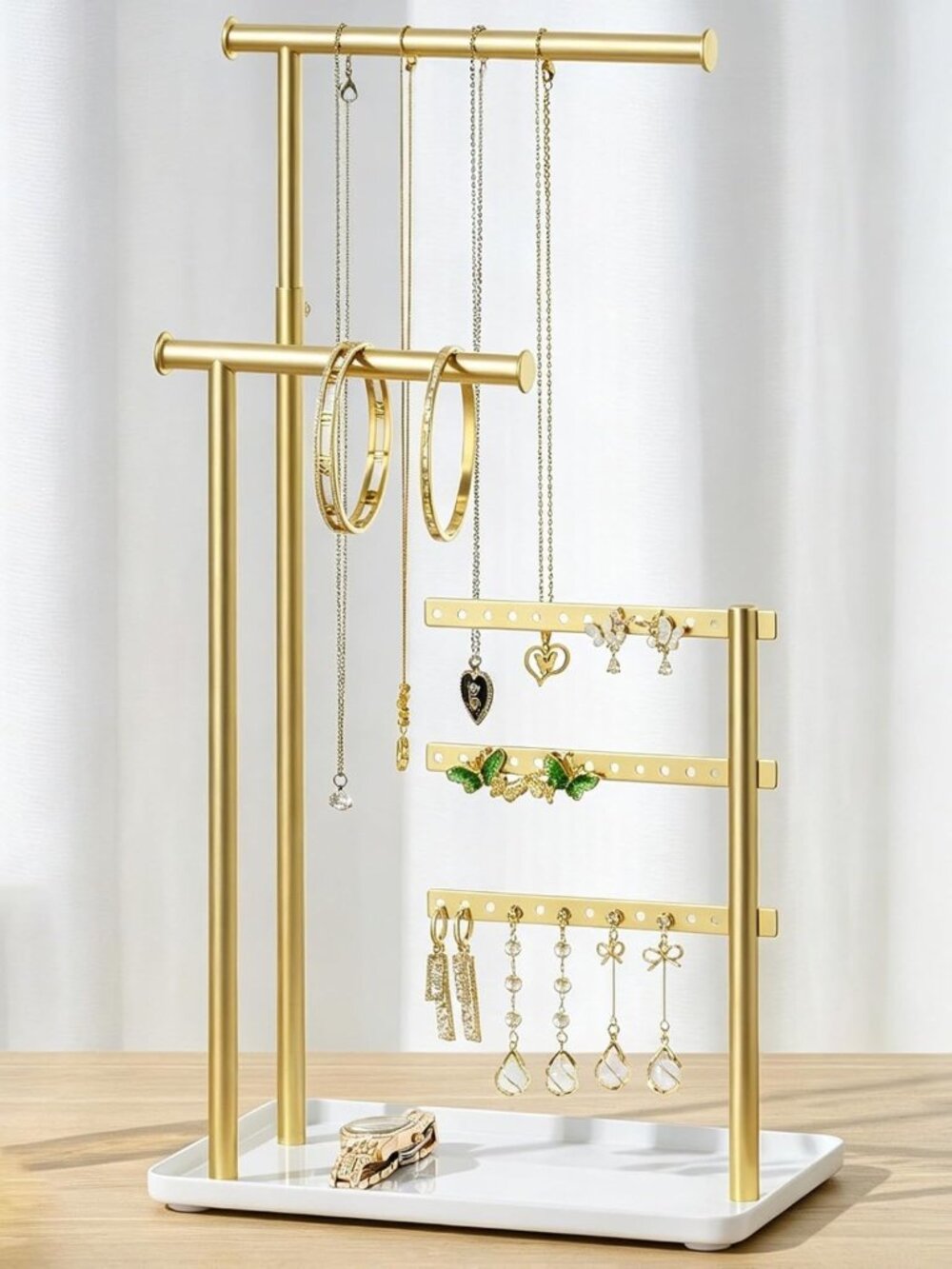 Adjustable 17.5" Jewelry Organizer Stand - Sturdy Necklace, Earring & Bracelet